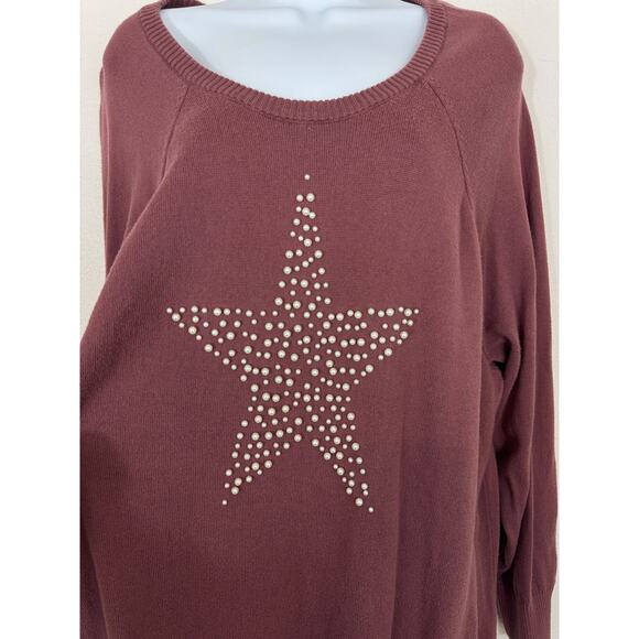 Torrid Mauve Star Pearl Embellished Sweater Size 3 (3X) - Picture 2 of 7